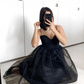 Black tulle short A line prom dress evening dress    cg19582