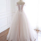 Light Pink Tulle Long Prom Dress Pink Tulle Formal Dress    cg19589