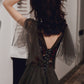 BLACK LACE LONG PROM DRESS BLACK EVENING DRESS     cg19735
