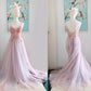 Tulle Pink Prom Dress With Slit Tulle Spaghetti Strap Jewelry Tulle Prom/Evening Dress Christmas Dress    cg19796