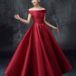Simple Satin A-Line Off Shoulder Floor Length Party Dress, Satin Prom Dress Evening Dress    cg19836