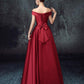 Simple Satin A-Line Off Shoulder Floor Length Party Dress, Satin Prom Dress Evening Dress    cg19836
