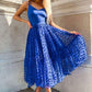 ROYAL BLUE V NECK TULLE SHORT PROM DRESS BLUE COCKTAIL DRESS    cg19930