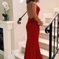 Red Long Evening Dress Prom Dress with Open Back    cg19940
