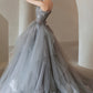 GRAY TULLE LACE LONG BALL GOWN PROM DRESS FORMAL DRESS     cg19971