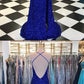 Trumpet/Mermaid Royal Blue Long Prom Dresses Spaghetti Straps Beading Evening Gowns cg1998