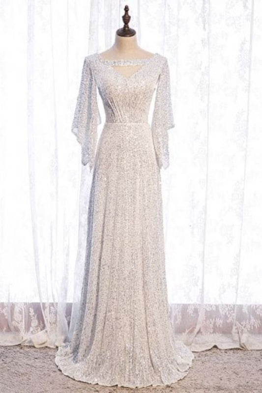 Silver Sequined Prom Dress     cg19990