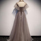 ELEGANT ROUND NECK TULLE LONG PROM DRESS, FORMAL DRESS cg2000