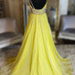 YELLOW ONE SHOULDER TULLE LONG PROM DRESS YELLOW EVENING DRESS    cg20010