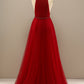 Red Pleated Long Chiffon Prom Dress    cg20033