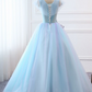 Prom Ball Gown Plus Size Long 2021 Women Formal Dresses Sky Blue Butterfly flower Quinceanera Dress    cg20038