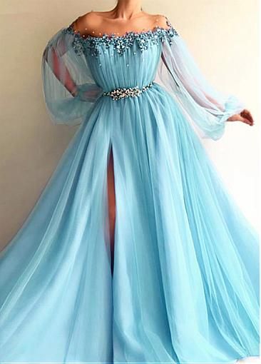 Modern Tulle Jewel Neckline Floor-length A-line Prom Dresses With Lace Appliques     cg20074