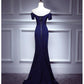 Navy Blue Spandex Mermaid Sweetheart Evening Gown, Charming Blue Prom Dress Party Dress   cg20090