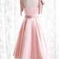 A-line pink satin short party dress homecoming dress with tie shoulders    cg20226