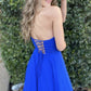 Blue A line long prom dress simple evening dress   cg20251