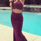 two piece burgundy Long Prom Dresses    cg20360