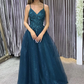 Elegant v neck lace long A line prom dress evening dress    cg20447