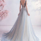 ELEGANT V NECK TULLE LONG A LINE PROM DRESS EVENING DRESS     cg20489