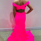 off the shoulder mermaid hot pink long party prom dress with cross back    cg20505