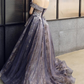 Purple Tulle Sweetheart With Flowers Long Formal Gown, A-Line Off Shoulder Party prom Dress   cg20526