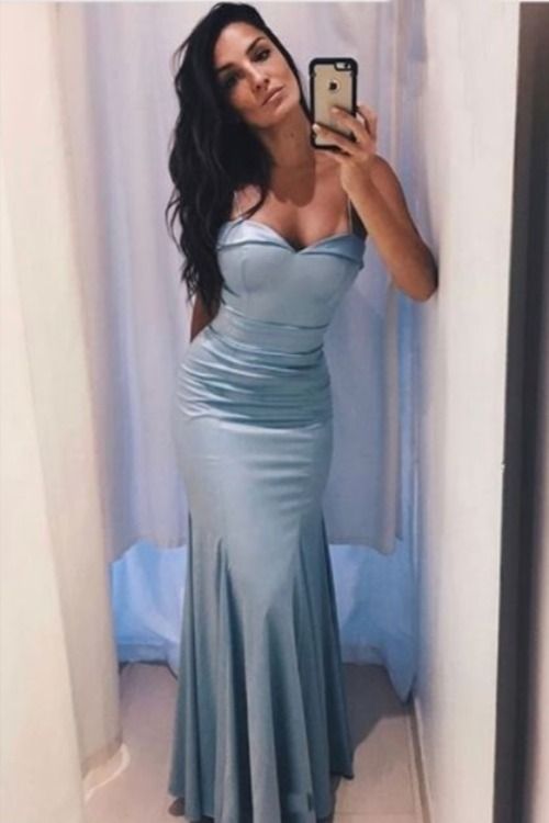 Mermaid Spaghetti Straps Long Prom Dresses Formal Evening Gowns     cg20570