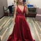 Beaded Red Satin Long Prom Dress     cg20579