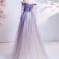PURPLE TULLE LONG A LINE PROM DRESS EVENING DRESS    cg20720