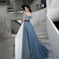 BLUE TULLE LONG A LINE PROM DRESS EVENING DRESS    cg20769
