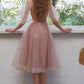 PINK TULLE BEADS SHORT HOMECOMING DRESS PARTY DRESS    cg20774