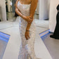 mermaid white sequined long prom dress with lace up back    cg20778