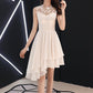 Chic High Low Chiffon And Satin Lace Party Dress, High Low Homecoming Dress    cg20821