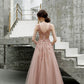 Beautiful Tulle A Line V Neck Pink Beads Straps Prom Dresses, Elegant Long Dance Formal Dress    cg20824