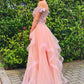 Pink tulle lace long prom dress, pink evening dress cg2083