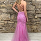 Mermaid Backless Purple Lace Long Prom Dress, Mermaid Purple Formal Dress, Purple Lace Evening Dress    cg20838