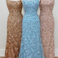 A-line white and blue embroidery long prom dress    cg20912