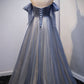BLUE TULLE LONG A LINE PROM DRESS BLUE EVENING DRESS   cg21009
