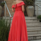 Elegant Off the Shoulder Red Long Prom Dresses   cg21026