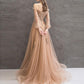 Charming Tulle Pink/Champagne Long Sleeves Junior Party Dress prom dress evening dress    cg21033