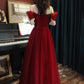 BURGUNDY TULLE LONG A LINE PROM DRESS EVENING DRESS    cg21059