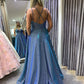 Hot Sexy A Line Spaghetti Straps Blue Long Prom/Evening Dresses     cg21149