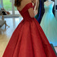 RED SATIN LONG A LINE BALL GOWN DRESS FASHION DRESS prom dress    cg21179