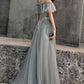 Grey Tulle Sweetheart Floor Length Sweetheart Long Formal Prom Dress    cg21180