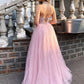 Halter Shining Tulle Prom Dresses A-line Appliqued Gowns    cg21248