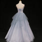 Formal Prom Dresses Strapless Blue A-line Tulle Formal Gown    cg21257