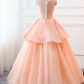 Custom Prom Ball Gown Plus Size Long 2021 Women Formal Dresses Tulle Orange Pink Quinceanera Dress    cg21284