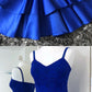 Spaghetti Straps Royal Blue Lace Bodice Homecoming Dress with Layered cg2132