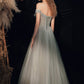 GRAY OFF SHOULDER TULLE LONG PROM DRESS GRAY TULLE FORMAL DRESS    cg21333