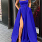 New burgundy spaghetti straps slit leg long prom dress   cg21351