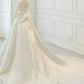 White Satin Backless 3/4 Sleeve Wedding Dress Party prom Dresses    cg21367