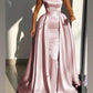 Mermaid One Shoulder Satin prom dresses Removable Skirt    cg21451